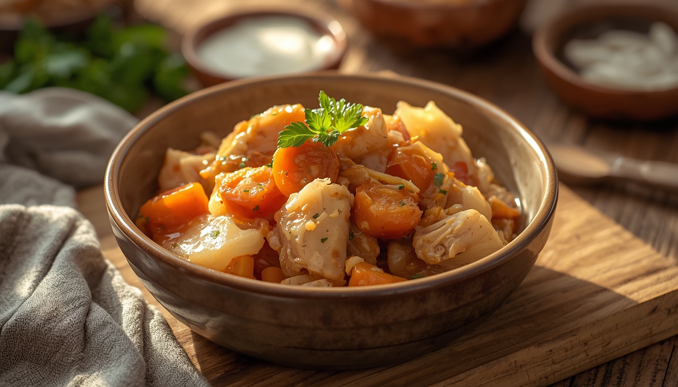 Тушёная капуста с курицей