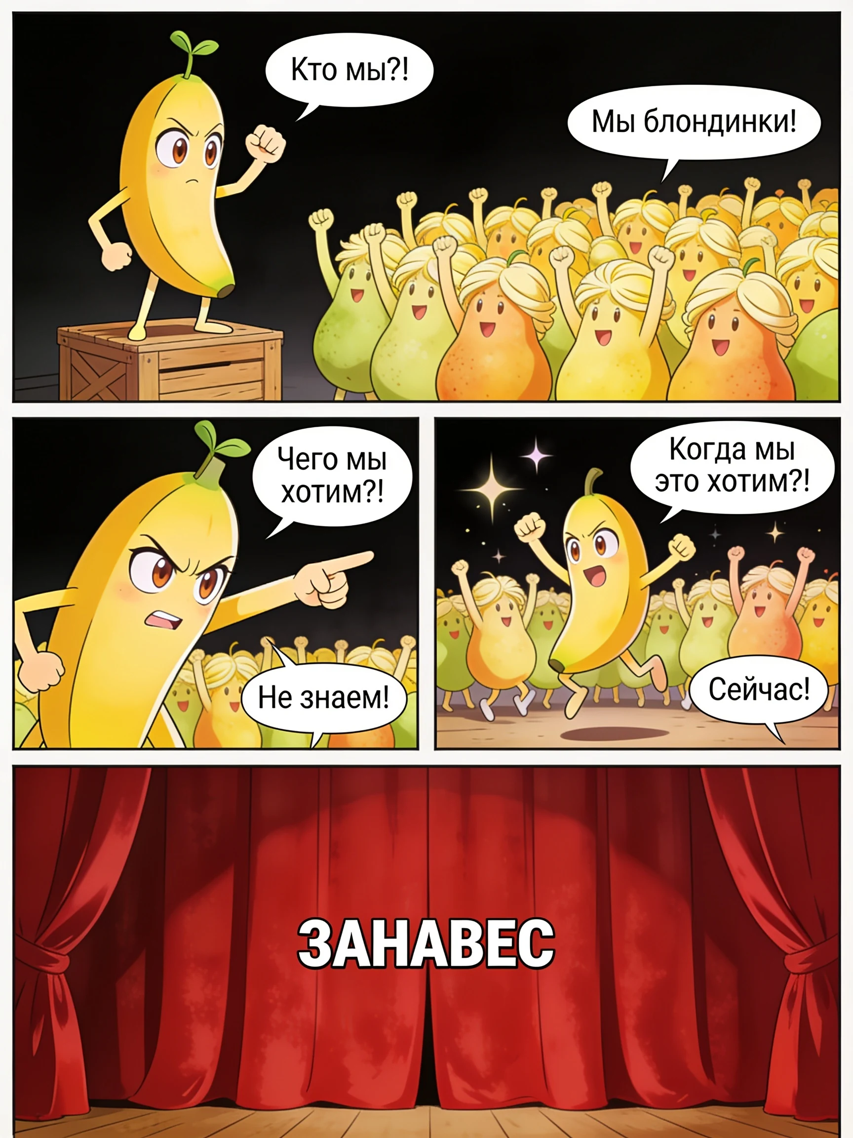 Смешной аниме-банан убегает от злого мохнатого кокоса. Страница 4