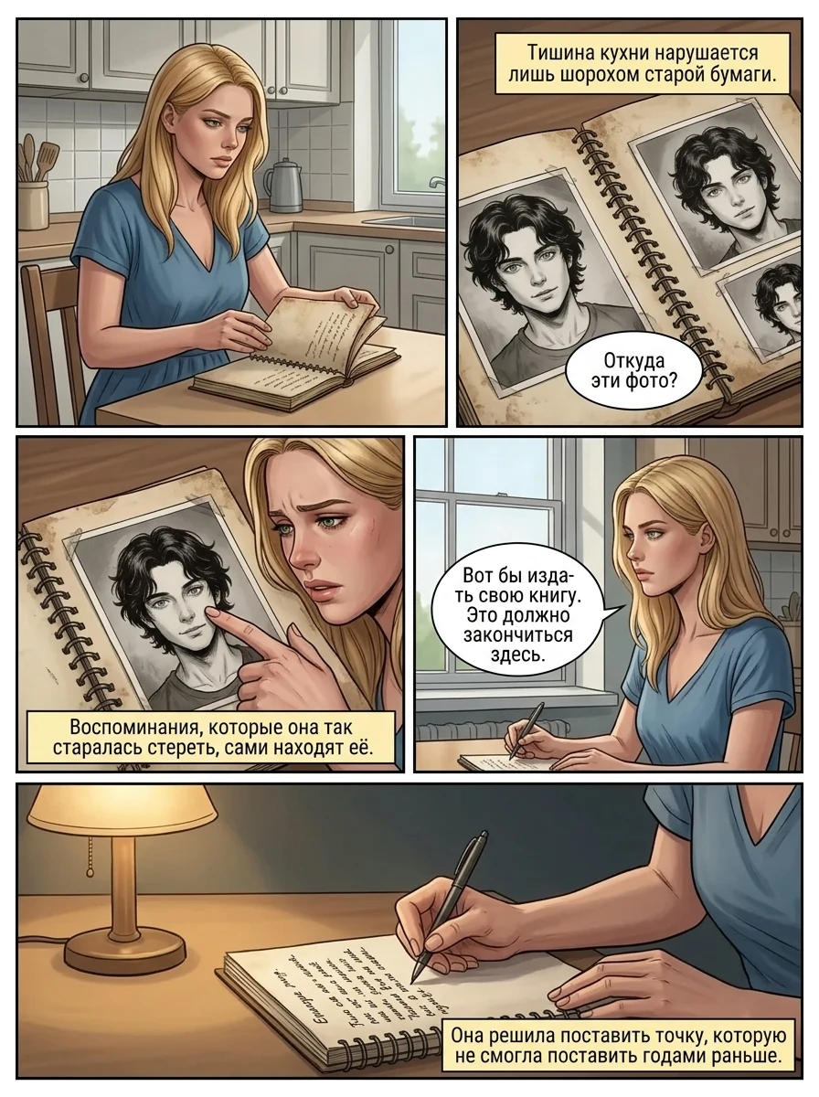 Девушка Ая пишет драматическую историю в своей тетради. Страница 4