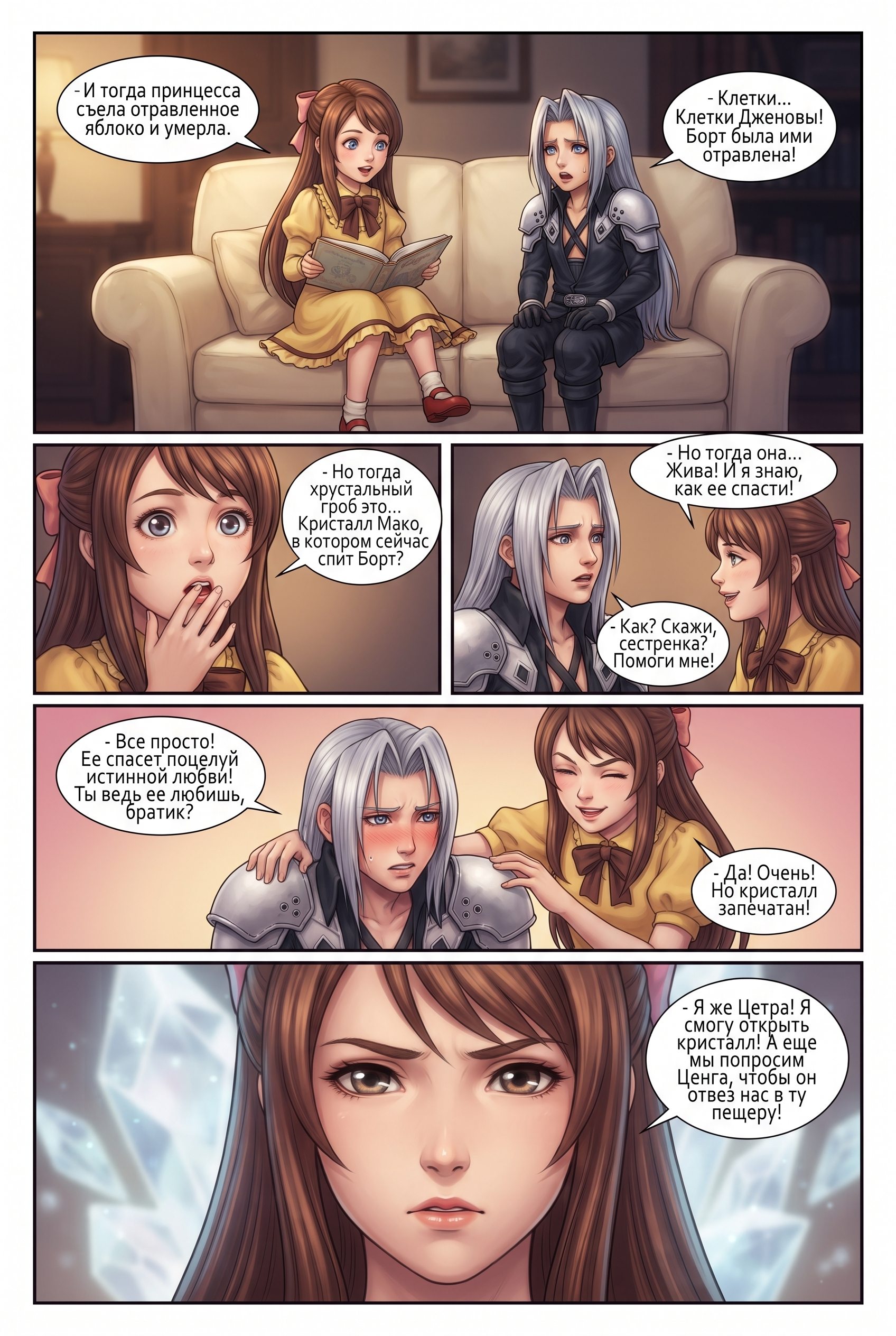 Сефирот из Final Fantasy с мечом плачет над разбитой Борт из Страны самоцветов. Страница 1