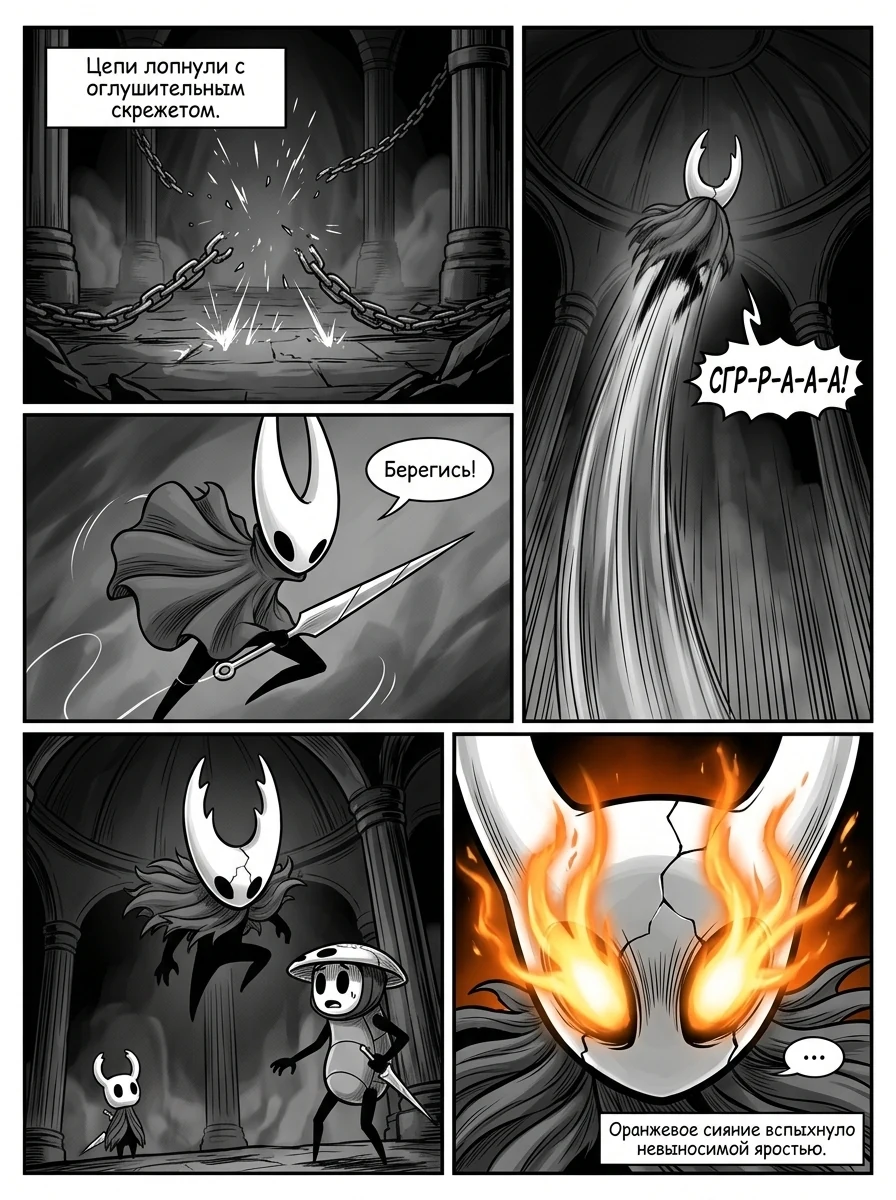 Манга-адаптация Hollow Knight с героями Рыцарем и Хорнет. Страница 2