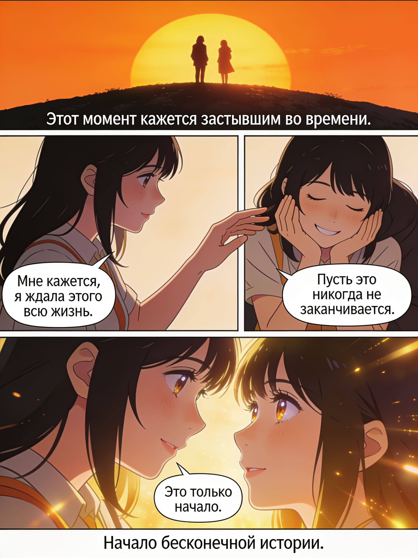 две девушки держатся за руки и смотрят друг на друга с любовью в романтической обстановке. Страница 4