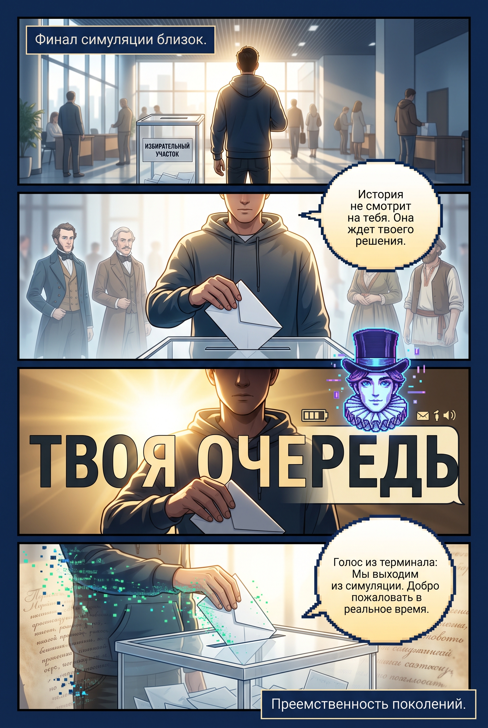 Загрузочный экран ретро-комикса с надписью 1866 год Владимирская губерния. Страница 12