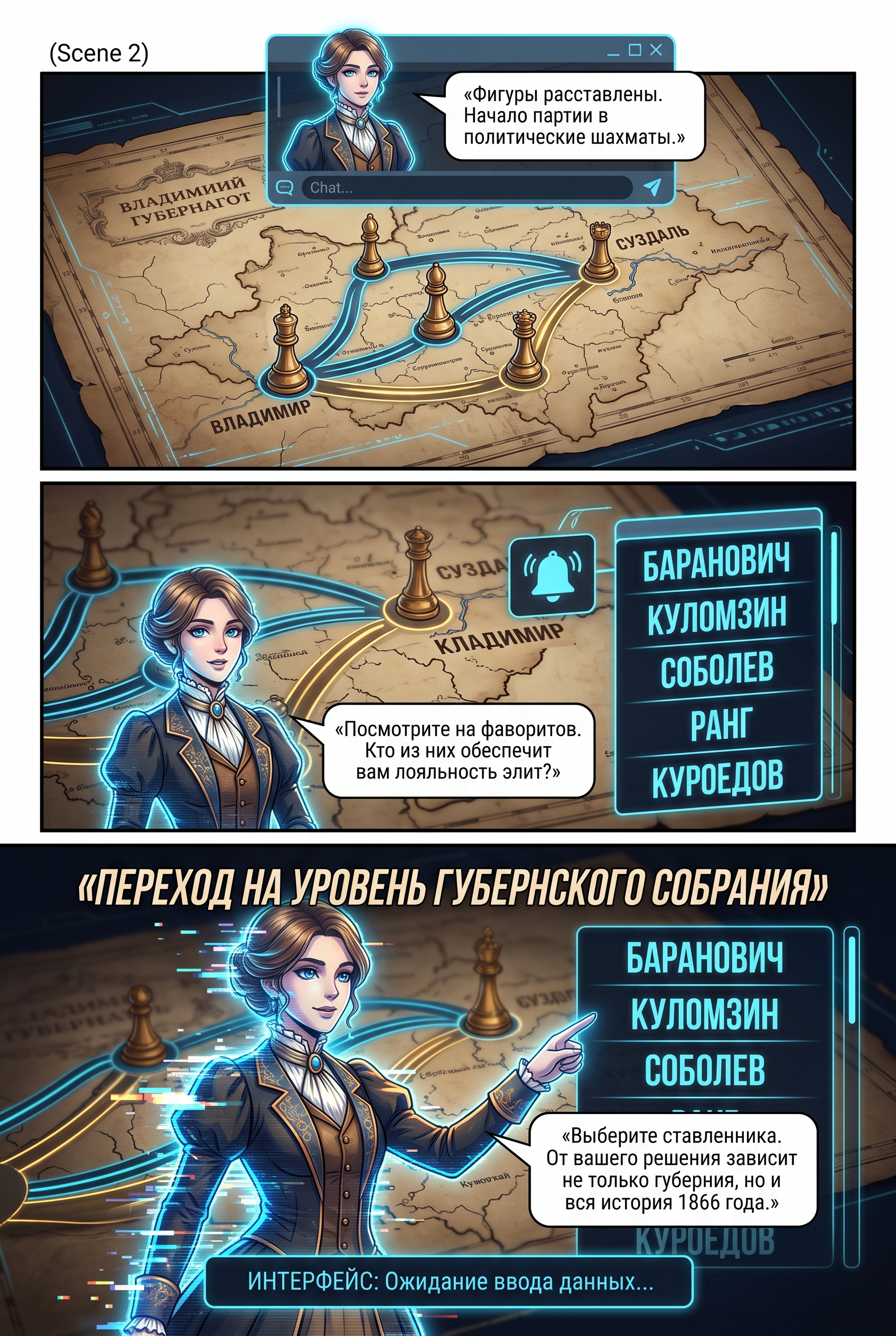 Загрузочный экран ретро-комикса с надписью 1866 год Владимирская губерния. Страница 8