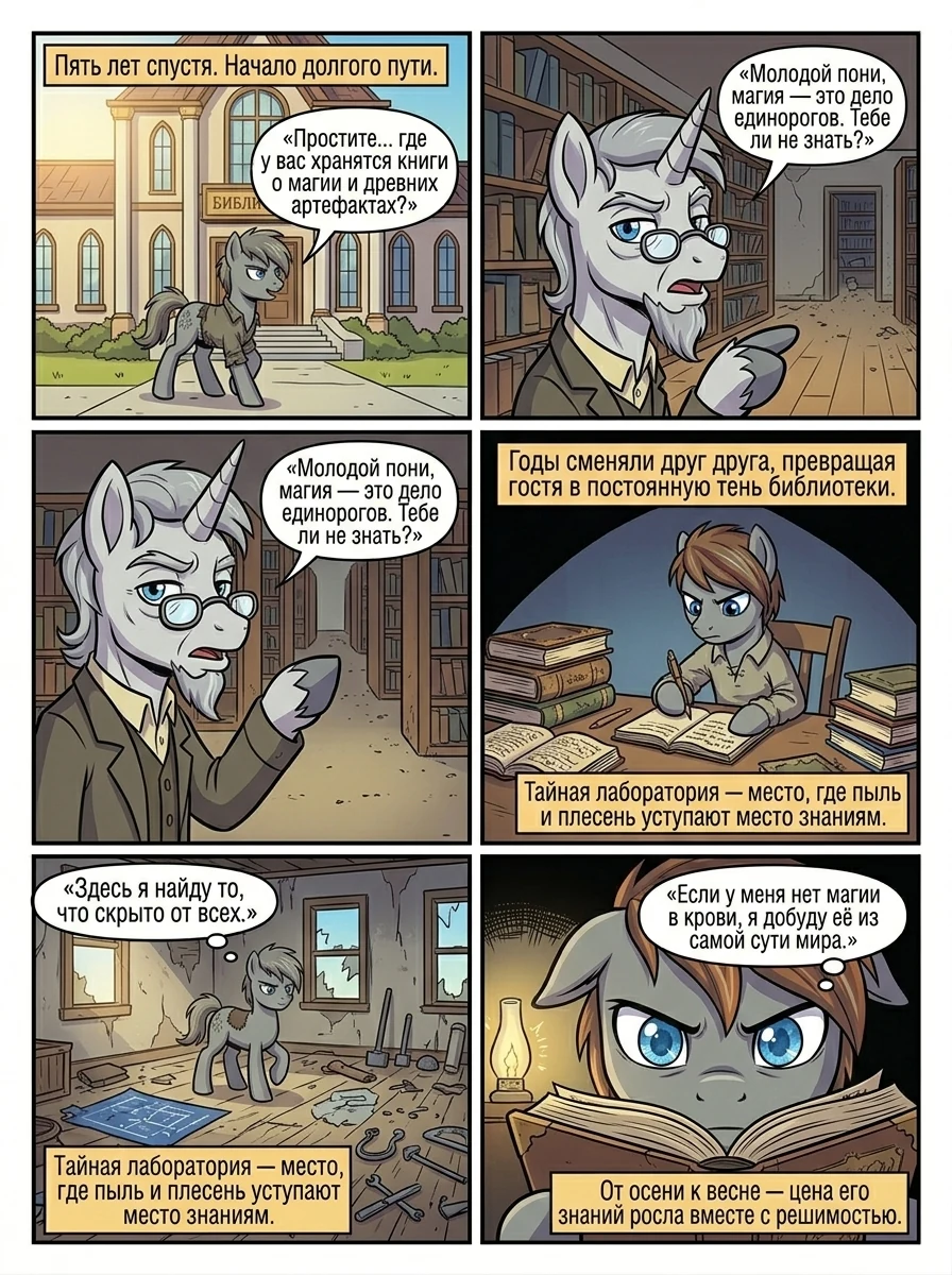Жеребёнок Серый с пепельно-серой шерстью в тёмной конюшне во время грозы. Страница 11