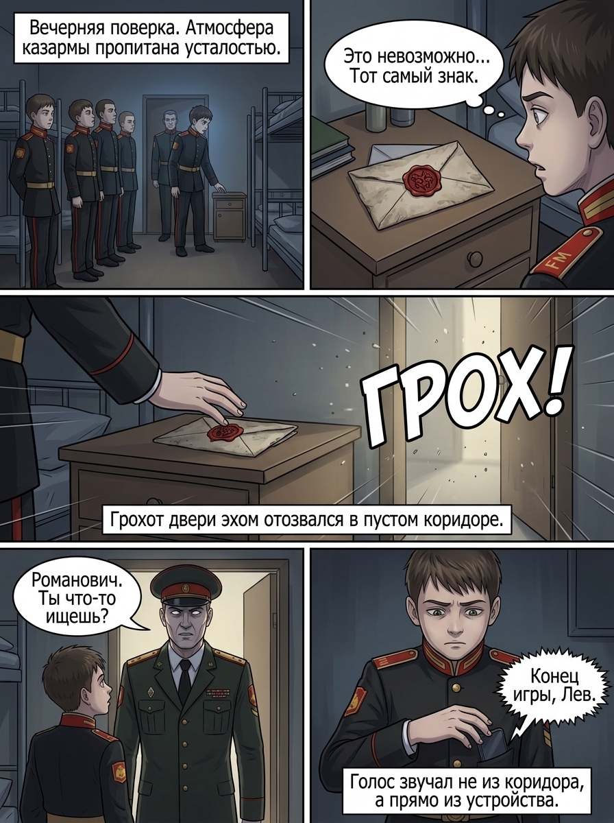 Кадет Лев Романович в военной форме в стиле аниме на фоне кадетского корпуса. Страница 2