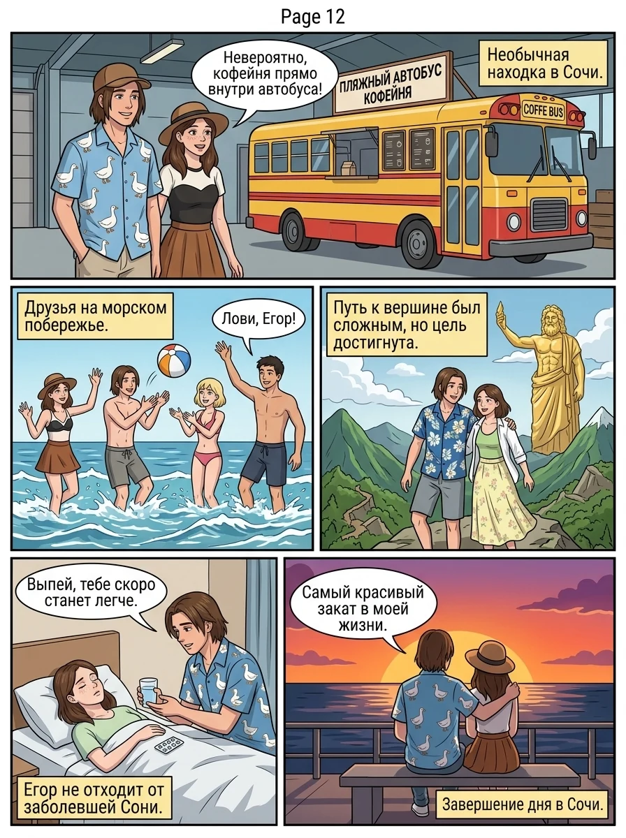 Егор и Соня — главные герои комикса о любви, работающие вместе в уютной кофейне. Страница 12