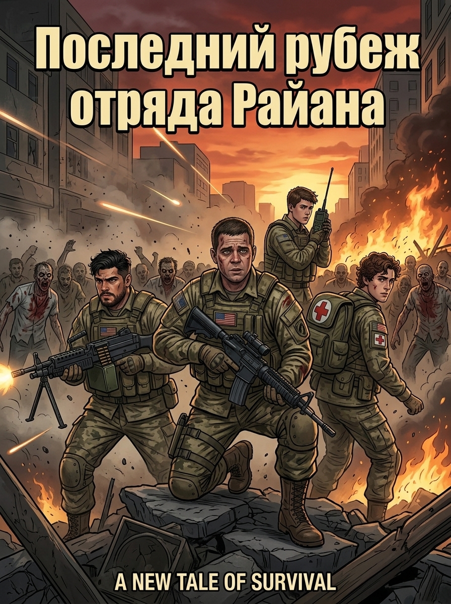 Сержант Райан и его отряд на боевой позиции в реалистичном комиксе. Страница 1