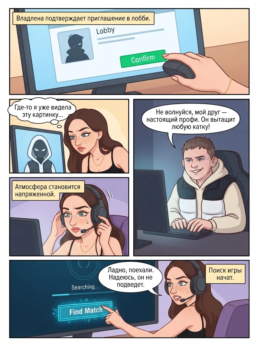 Девушка и парень обсуждают партию в Dota 2 в уютной домашней обстановке. Страница 2