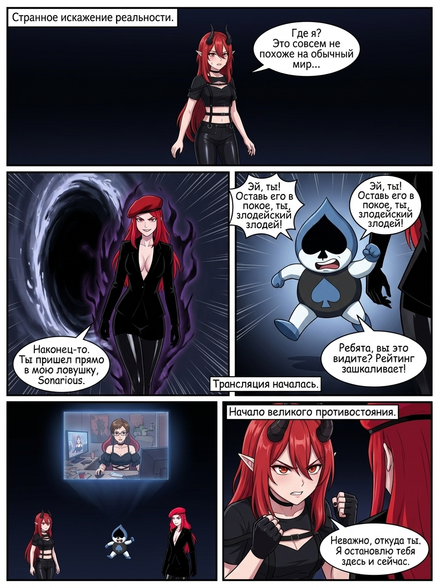 Аниме-комикс Битва миров Легенда теней с героями Deltarune и Undertale. Страница 1