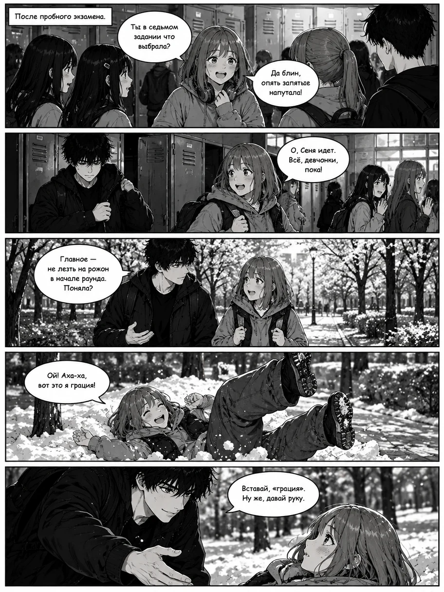 Настя и Сеня в компьютерном клубе во время игры в манга-стиле. Страница 3