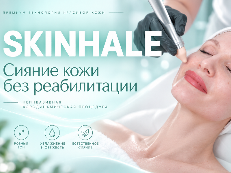 SKINHALE — три этапа за визит: аэродинамический массаж, мягкий пилинг и лифтинг-массаж. Импульсный лифтинг-массаж без игл и без следов после процедуры: можно сразу вернуться к обычным делам.
