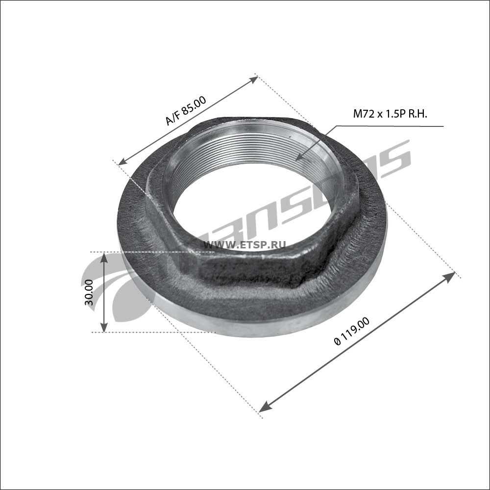 Гайка осевая M72x1.5x28 R SW85 15086