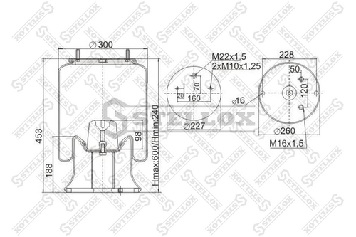 Пневморессора п/с FRUEHAUF 1шп. M12.1шп-штуц. M12x20. H: 1отв.M12. d116SK391209K01 Пневморессора п/с FRUEHAUF 1шп. M12.1шп-штуц. M12x20. H: 1отв.M12. d116SK391209K01