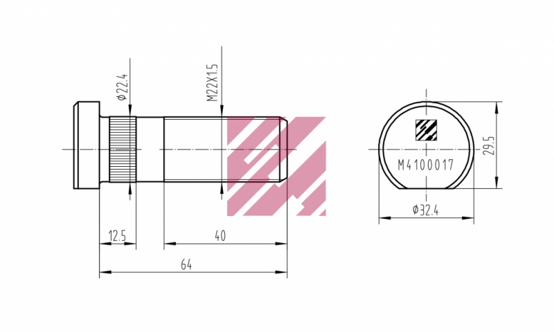 Шпилька кол M22x1.5x64 M4100017 Шпилька кол M22x1.5x64 M4100017