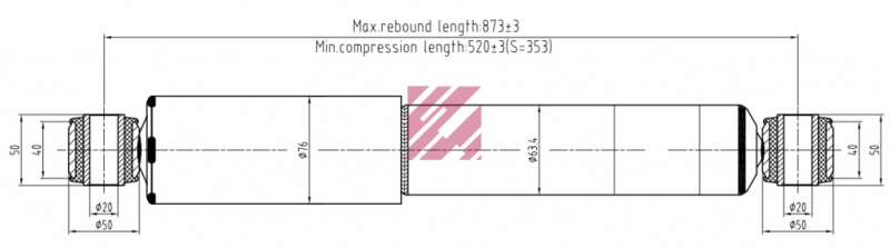 Амортизатор 525x882 O/O 20x50 20x5  M6000041