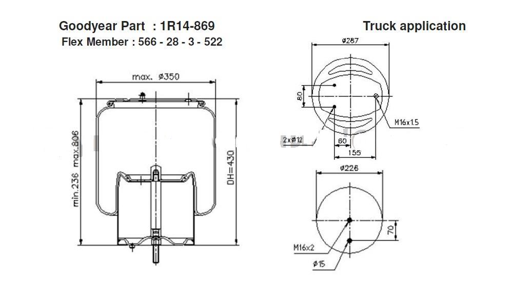 Пневморессора Scan б/стак.  8400176SX Пневморессора Scan б/стак.  8400176SX