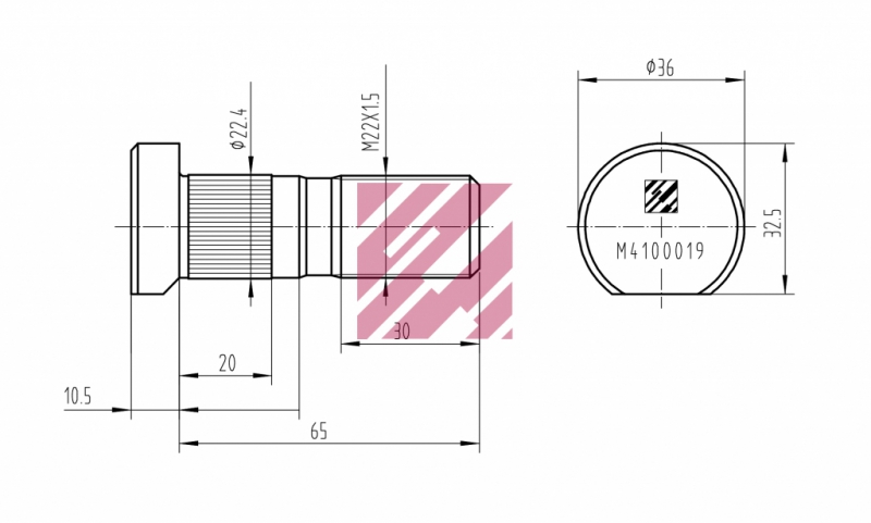 Шпилька кол M22x1.5 L=65 MAN 8518499SX