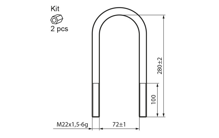 Стремянка рессоры M22x2,5x256 28226E Стремянка рессоры M22x2,5x256 28226E