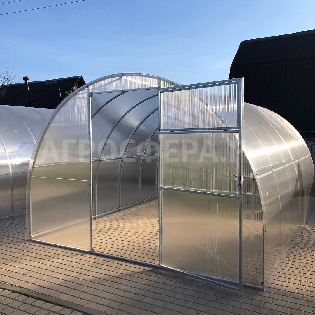 Теплица 6м с поликарбонатом "Агросфера-Славянка 20*20" (3*2м) (шаг дуг 0,67м) с монтажом на землю изображение, анонсные картинки товара