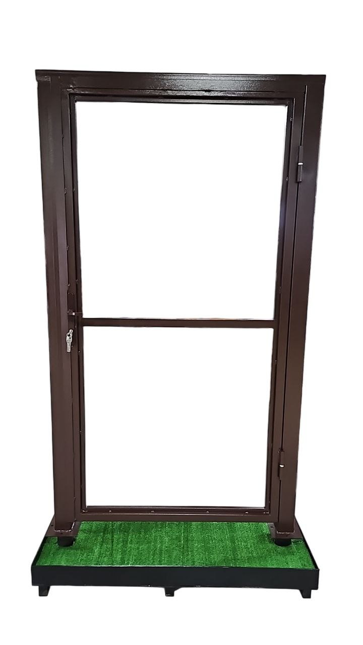 Каркас калитки Премиум вид с улицы ПР/на себя 1х1,95м 2 столба 80х80 h=2.2м, Рама 60х40, замок, 7024 изображение, анонсные картинки товара