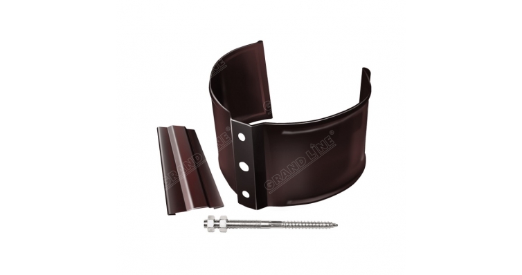 Хомут трубы металлический на камень Grand Line ПВХ шоколадный (RAL 8017) изображение, анонсные картинки товара
