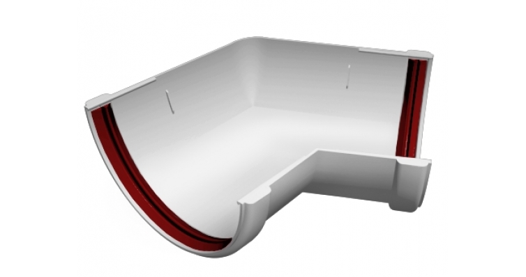 Угол желоба 135 град. универсальный ПВХ Grand Line белый изображение, анонсные картинки товара