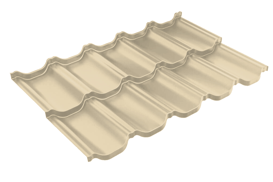 Металлочерепица модульная квинта Uno Grand Line c 3D резом 0,45 PE RAL 1014 слоновая кость изображение, анонсные картинки товара