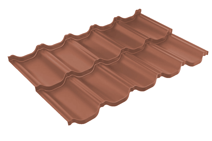 Металлочерепица модульная квинта Uno Grand Line c 3D резом 0,45 Drap RAL 8004 терракота изображение, анонсные картинки товара