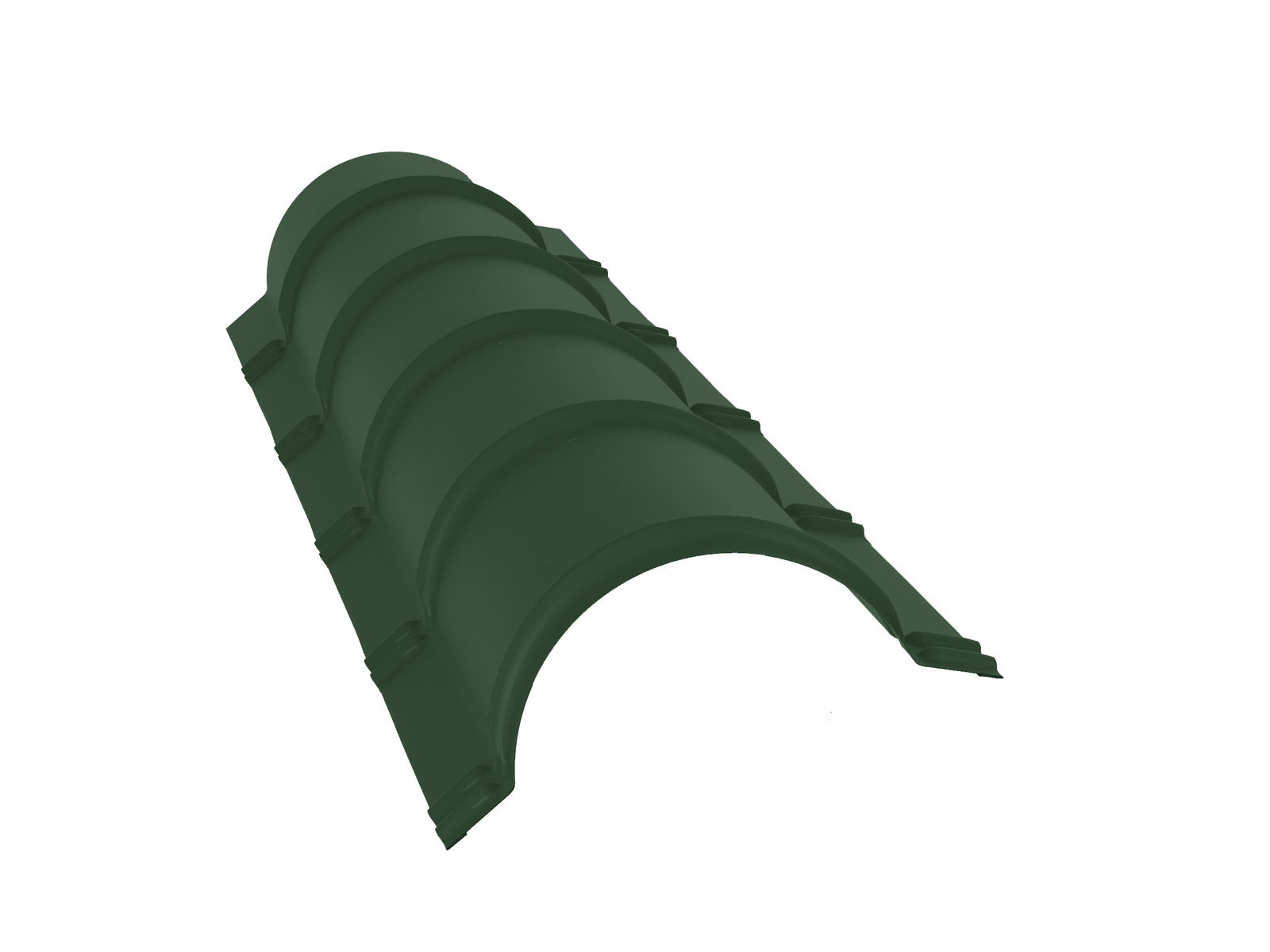Планка малого конька полукруглого 0,5 GreenCoat Pural BT с пленкой RR 11 темно-зеленый (RAL 6020 хромовая зелень) (1,97м) изображение, анонсные картинки товара