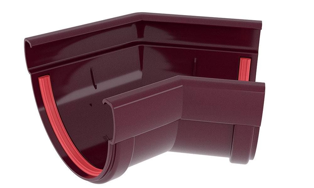 Угол желоба 135 град. 135 ПВХ Grand Line бордо (RAL 3005) изображение, анонсные картинки товара