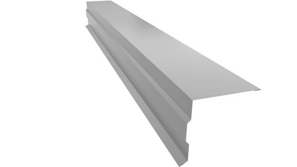 Планка торцевая фигурная 100х85 0,45 PE с пленкой RAL 9006 бело-алюминиевый (3м) изображение, анонсные картинки товара