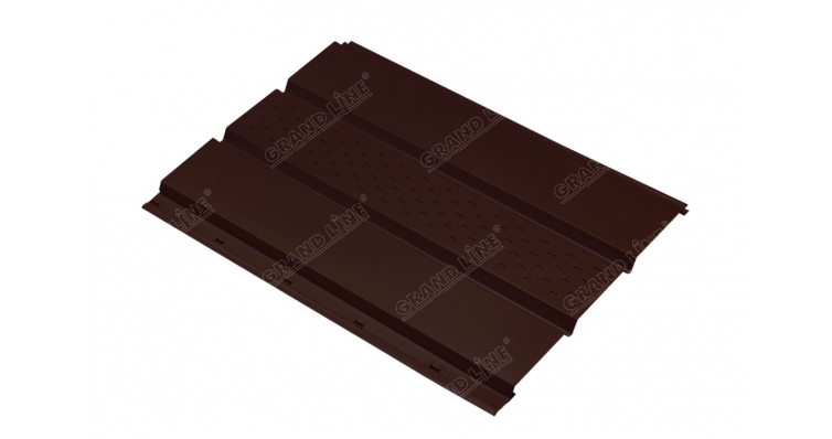 Софит металлический центральная перфорация 0,45 РЕ с пленкой RAL 8017 шоколад изображение, анонсные картинки товара