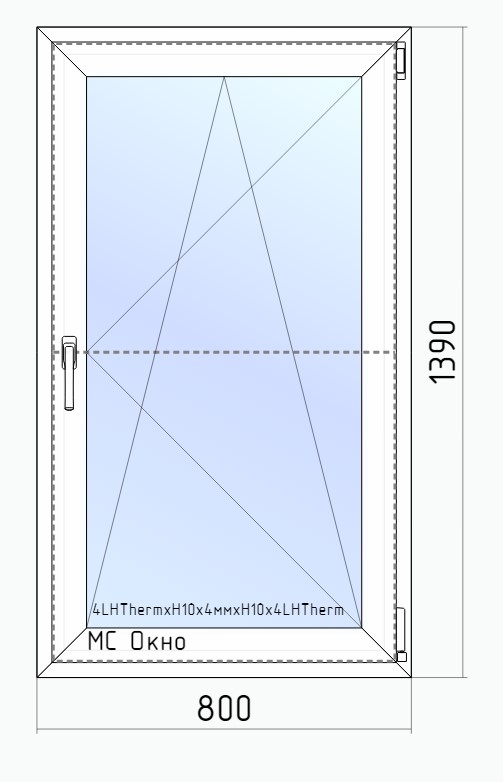 Окно ПВХ одностворчатое 800 x 1390 мм поворотно-откидное правое + комплектующие изображение, анонсные картинки товара
