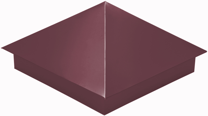 Колпак на столб 390х390мм 0,4 PE с пленкой RAL 3005 красное вино можно купить недорого в ООО «Большие скидки» Колпак на столб 390х390мм 0,4 PE с пленкой RAL 3005 красное вино изображение, анонсные картинки товара