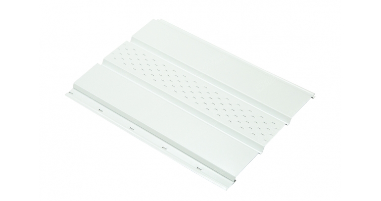 Софит металлический центральная перфорация 0,5 Satin с пленкой RAL 9003 сигнальный белый изображение, анонсные картинки товара