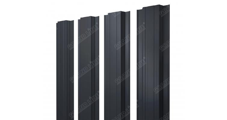 Штакетник Прямоугольный с прямым резом 0,45 PE-Double RAL 7024 мокрый асфальт изображение, анонсные картинки товара