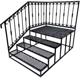 Крыльцо угловое 120см, 3 ступеньки, площадка, перила №3 изображение, анонсные картинки товара