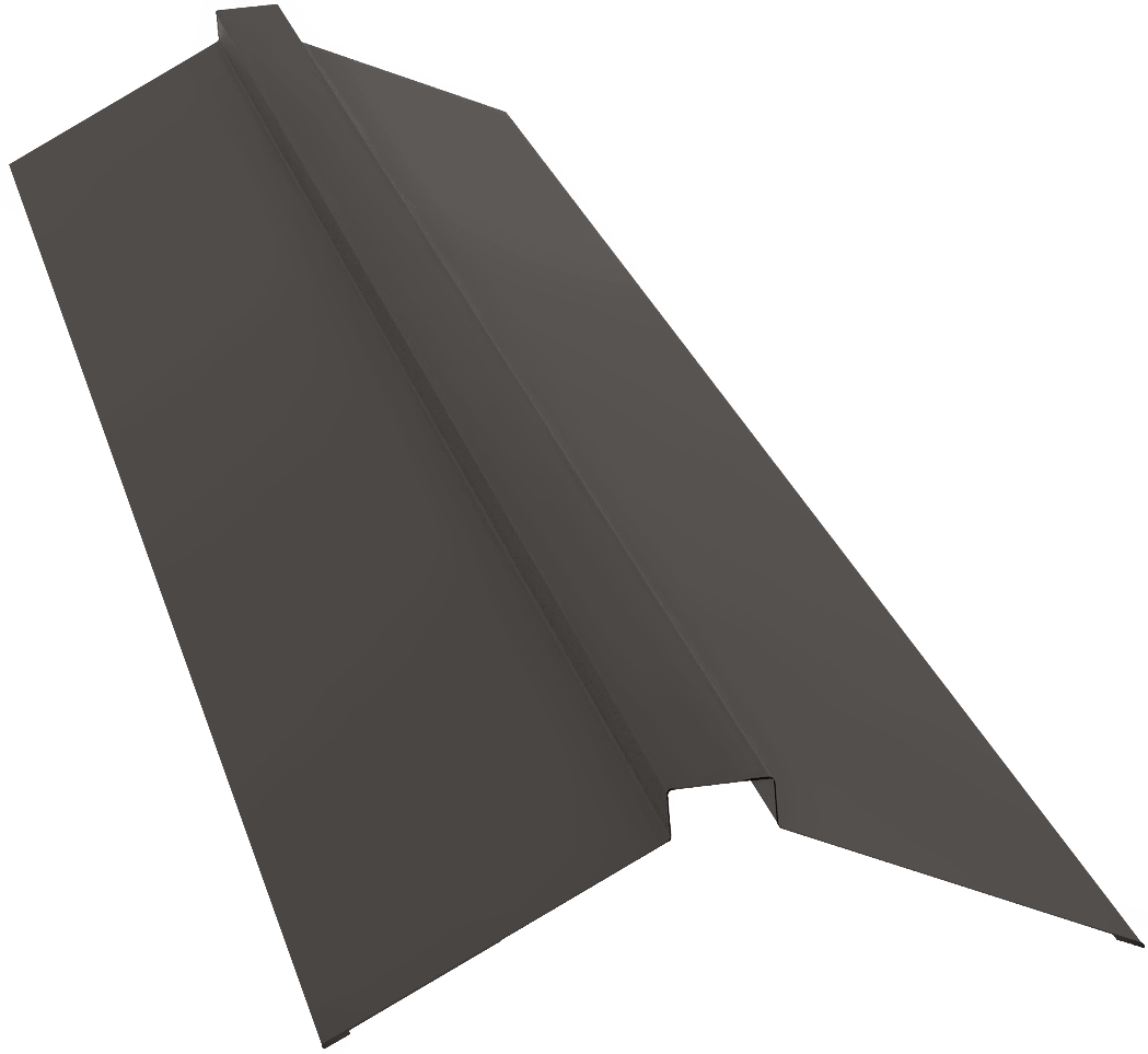 Планка конька плоского 145х145 0,5 GreenCoat Pural BT с пленкой RR 32 темно-коричневый (RAL 8019 серо-коричневый) (3м) изображение, анонсные картинки товара