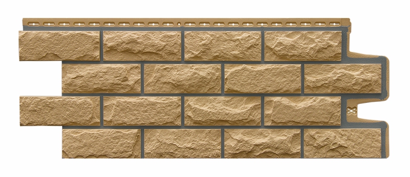 Фасадная панель Grand Line Колотый камень Design песочный со швом RAL 7006 изображение, анонсные картинки товара