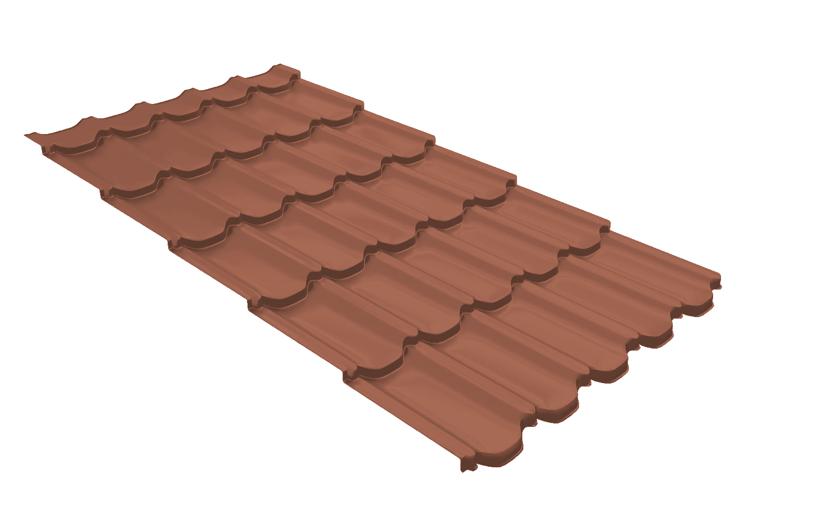 Металлочерепица квинта плюс Grand Line c 3D резом 0,45 Drap TX RAL 8004 терракота изображение, анонсные картинки товара