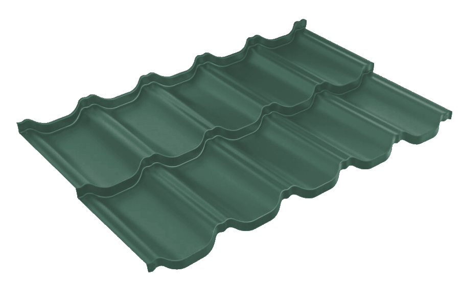 Металлочерепица модульная квинта Uno Grand Line c 3D резом 0,45 Drap ST RAL 6005 зеленый мох изображение, анонсные картинки товара