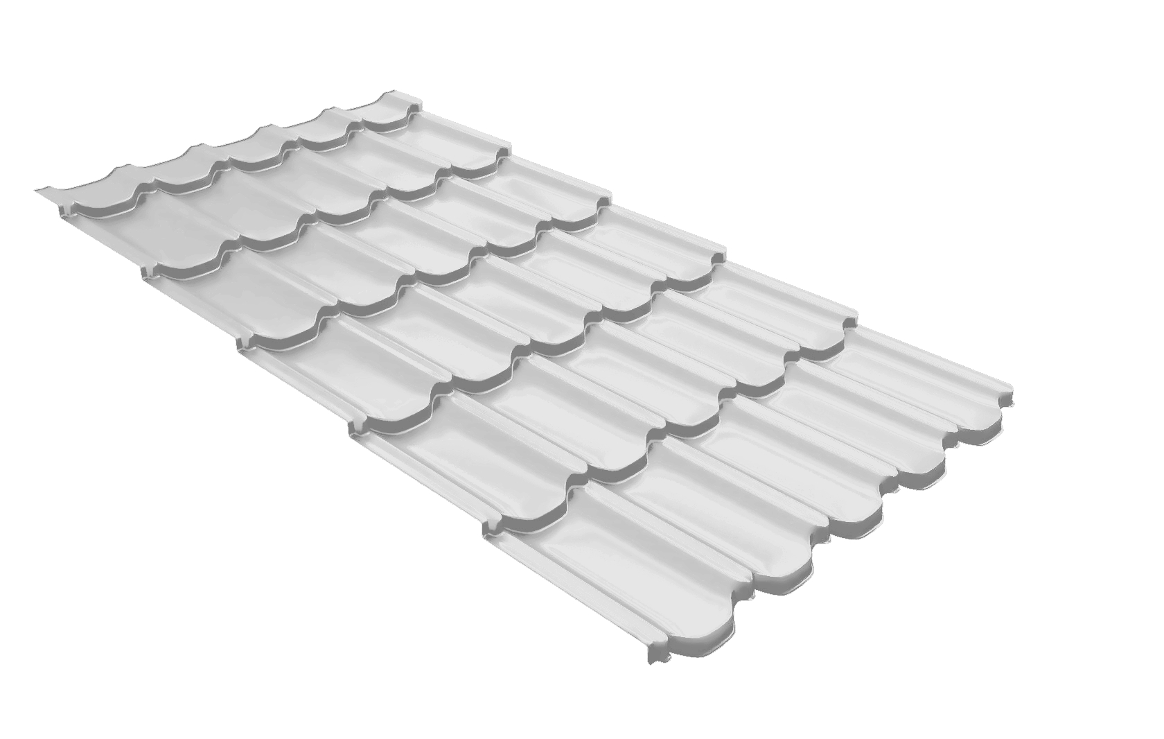 Металлочерепица квинта плюс Grand Line c 3D резом 0,5 PE RAL 9003 сигнальный белый изображение, анонсные картинки товара