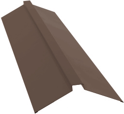 Планка конька плоского 150х40х150 0,45 PE с пленкой NL 805 серо-коричневый гефест (2м) изображение, анонсные картинки товара