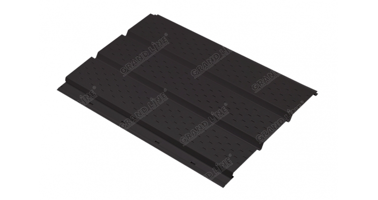 Софит металлический полная перфорация 0,45 PE с пленкой RR 32 темно-коричневый изображение, анонсные картинки товара