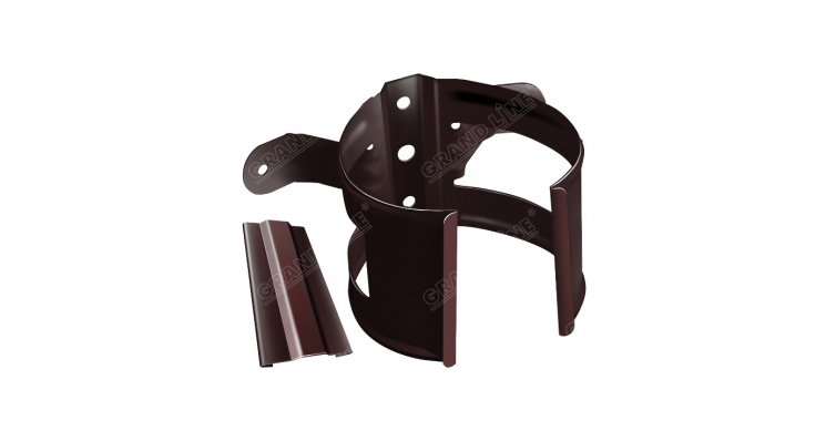 Хомут трубы металлический на дерево Grand Line ПВХ шоколадный (RAL 8017) изображение, анонсные картинки товара