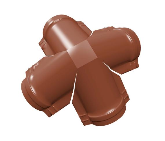 Четверник конька малого полукруглого Satin с пленкой RAL 8004 изображение, анонсные картинки товара