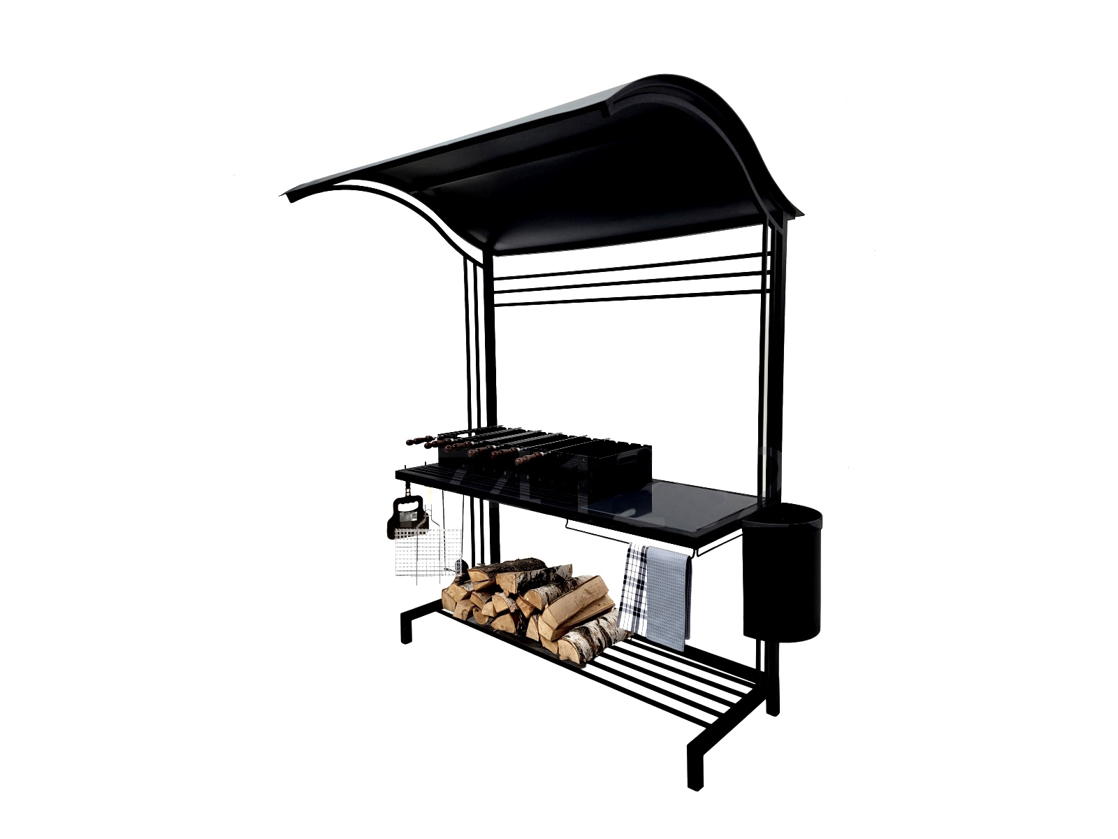 Мангал 46/3+Крыша-Т7 (полочка керамогранит) изображение, анонсные картинки товара