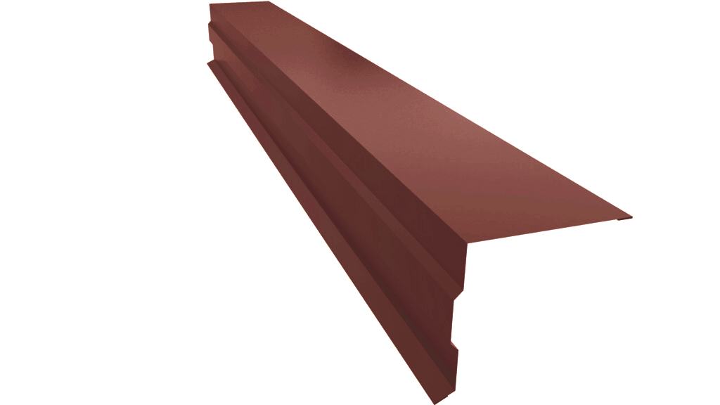 Планка торцевая фигурная 100х85 0,45 PE с пленкой RAL 3009 оксидно-красный (2м) изображение, анонсные картинки товара