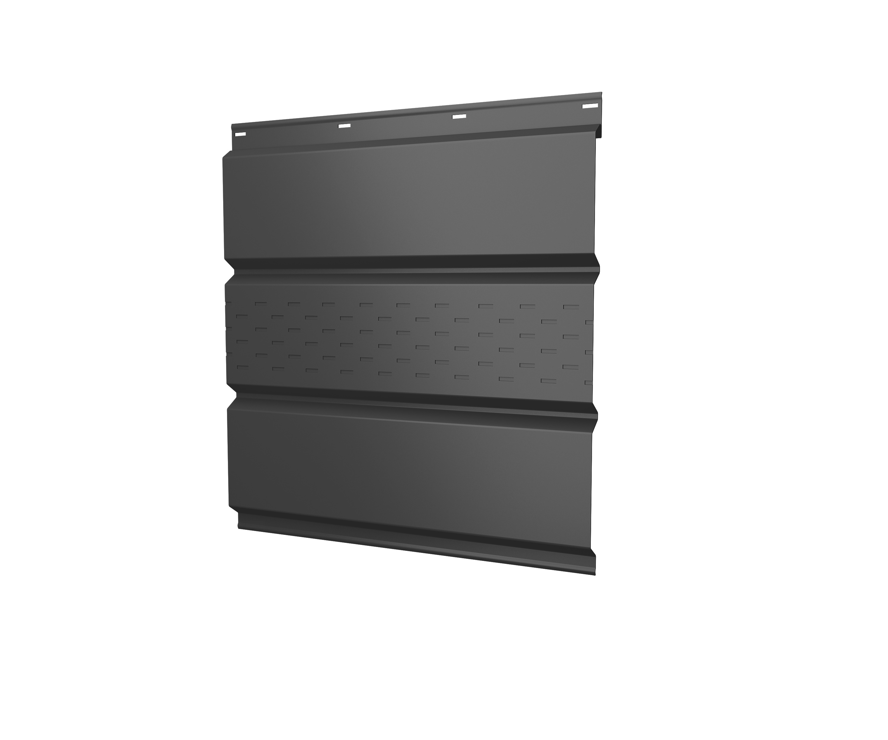 Софит металлический центральная перфорация 0,5 Drap TX с пленкой RAL 7016 антрацитово-серый изображение, анонсные картинки товара